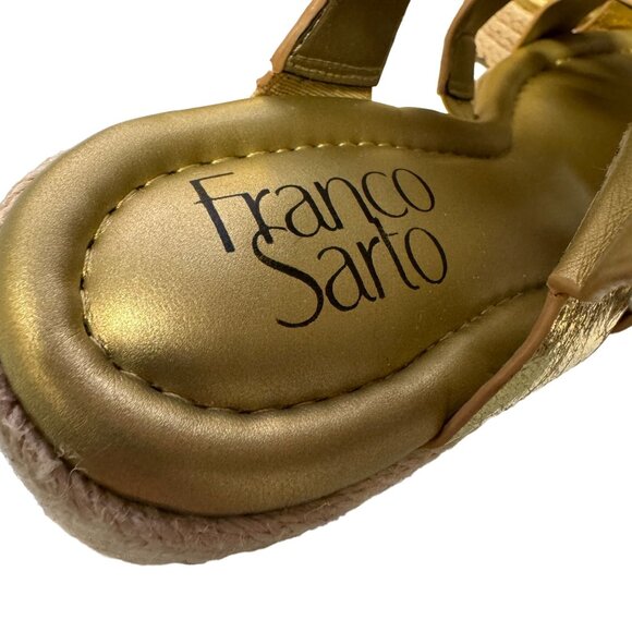 Franco Sarto Palms Espadrille Wedge Sandals Womens 8.5‎ M Gold Buckle Gladiator - Picture 8 of 16